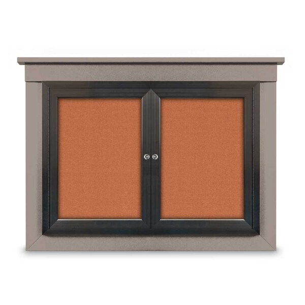 36"x36" 1-Door Enclosed Letterboard, Header, Black Felt/Lt Oak